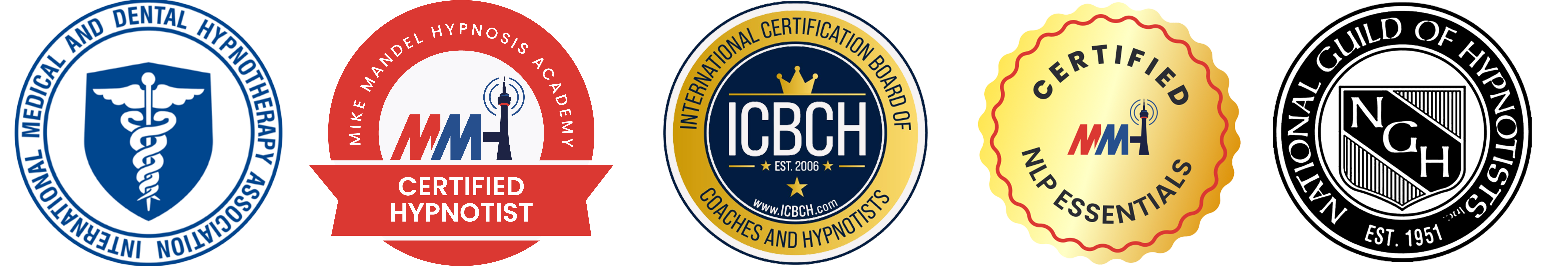 Certified Hypnotist from Mike Mandel Hypnosis Academy, International Certification Board Of Coaches and Hypnotists and National Guild Of Hypnotists